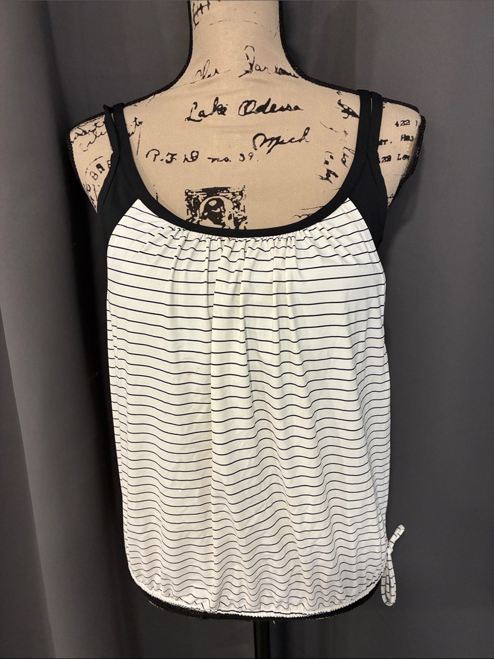 CALIA by Carrie Underwood Black & White Striped Swim Tank